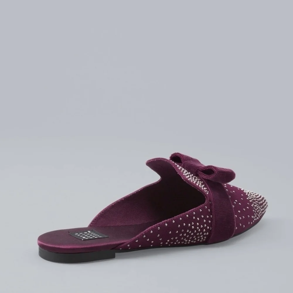 NIB WHBM EMBELLISHED JEWELED BUCKLE VELVET MULES Size 7